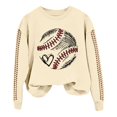 thumbnail image 4 of IMENGL Spring baseball print crew neck hooded sweatshirt long, Beige L, Size M-2XL, 4 of 4