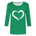thumbnail image 4 of Plebaso Hauts Cœur pour Femmes Manches 3/4 Col Ras du Cou T-Shirts Graphiques Mignons Imprimés Blouses Décontractées pour Femmes, 4 of 4