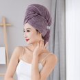 thumbnail image 4 of Home Textile Bath Towel Clearance Hair Towel Hat Absorbing Large Wrap With Elastic Strap Fast Drying Anti Frizz Solid Color Towel Wrap, Home Textile Bath Towel, 4 of 4