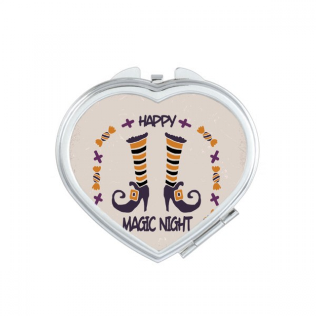 Magic Boots Of Halloween Heart Mirror Travel Magnification Portable Handheld Pocket Makeup