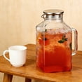 thumbnail image 2 of 1 Gallon thickened Square Glass Pitcher with Lid, Classic Stripes Water Pitchers for Fridge, Glass Carafe for Hot/Cold Brew Drink, Extra Large Jug with Handle for Iced Tea, Coffee, Juice, 2 of 6
