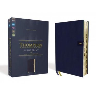 NIV, Bible de Référence Chaîne Thompson, Grand Imprimé, Leathersoft, Marine, Pouce Indexé, Lettre Rouge, Imprimé Confort