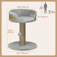 thumbnail image 3 of PawHut Small Cat Tree with Scratching Post, Perch, Toy Ball, Grey, 3 of 10