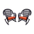 thumbnail image 1 of Jeco Wicker Rocker Chair in Espresso with Orange Cushion (Set of 2), 1 of 2