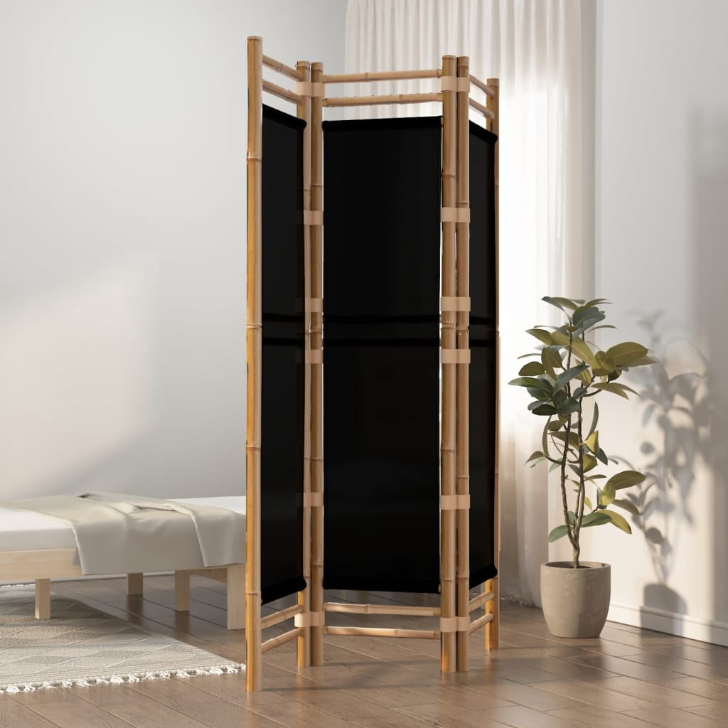 vidaXL Folding 3-Panel Room Divider 120 cm Bamboo and Canvas