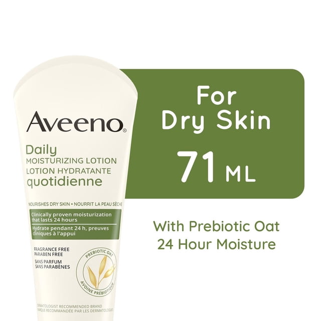 Aveeno Lotion hydratante quotidienne, peau sèche, non comédogène, avoine prébiotique, hydratant quotidien, sans fragrance
