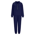 thumbnail image 5 of Timegard 2pc Sweatsuits for Women Outfits Half Zipper V Neck Long Sleeve Sweatshirt Cinch Bottom Sweatpants Workout Sets, 5 of 5