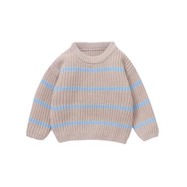 Wangsaura Newborn Toddler Baby Sweater Casual Stripe Print Warm Knitted Long Sleeve Pullover Infant Knitwear
