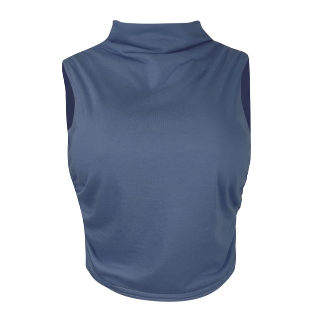 Mode Femmes T-Shirt Sans Manches Uni Blouse Chemises Gilet Court Ajusté Hauts