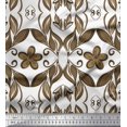 thumbnail image 1 of Soimoi Rayon Fabric Filigree Damask & Artistic Leaves Printed Fabric 1 Yard 56 Inch Wide, 1 of 1
