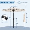 thumbnail image 3 of Solar LED Lighted Patio Umbrella 9FT – UV Resistant, Waterproof, Tilt & Crank, 8 Ribs – Outdoor Market Table Umbrella for Pool, Deck, Backyard – Navy Blue & Dark Green Options, 3 of 15