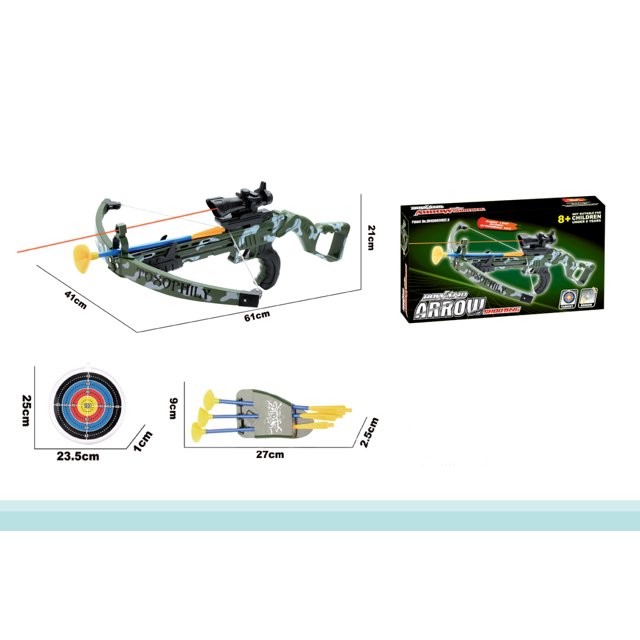Children Military Toy Crossbow Set With Target and 3 Arrows