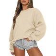 thumbnail image 1 of Mefallenssiah Mode Chandail Décontracté à Manches Longues à Col Rond pour Femmes, Coupe Ample, Haut Blouse Beige m, 1 of 7