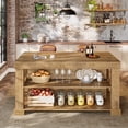 thumbnail image 3 of 55-Inch Kitchen Island with 3 Shelves, Farmhouse Kitchen Island Table, Light Brown, 3 of 7