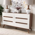 thumbnail image 3 of Levan Home Modern 6 Drawer Double Dresser in White and Walnut, 3 of 9