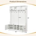 thumbnail image 2 of Costway 6-in-1 Hall Tree wirh Bench Storage Adjustable Shelves Hanging Hooks Shoe Cubbies White, 2 of 10