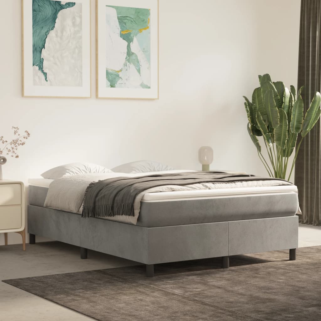 vidaXL Base de Lit Gris Clair 137x190 cm Double Velours
