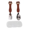 thumbnail image 2 of 2 Pack Toddler Fork Spoon, Metal Toddler Cutlery Set Cartoon Spoon Tableware Kit Stainless Steel Forks And Spoons Comfortable To Handle Toddler Silverware With Storage Box, 2 of 8