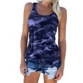 thumbnail image 3 of Gilet Sans Manches Chemise Camouflage Col Rond Débardeur Femme Débardeur Femme Haut d'Été, Bleu Foncé, S, 3 of 5