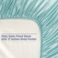 thumbnail image 2 of Unique Bargains Satin Silk Fitted Bed Sheet with Deep Pocket Ultra Luxury Smooth, 2 of 8
