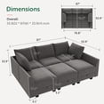 thumbnail image 2 of HONBAY Canapé Sectionnel Modulaire, Canapé-Lit Convertible 6 Pcs avec Rangement Complet pour Salon, Velours Gris Terne, 2 of 8