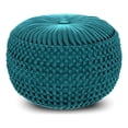 thumbnail image 1 of Renee Pouf Rond Transitionnel en Tissu de Velours Turquoise, 1 of 8