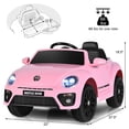 thumbnail image 2 of Patiojoy 12 Toddler Ride On Car Volkswagen Beetle Kids Electric Toy w/Remote Control Pink, 2 of 6