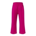 thumbnail image 5 of LSLJS Women's Fragrant Hemp Solid Color Loose Women Fashion Drawstring Pants Seven Pants Pockets Womens Work Pants, 5 of 5