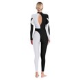 thumbnail image 2 of Oyolan Women's Gymnastics Leotard Rhinestone Full Body Unitard Ballet Dance Costume One Piece White M, 2 of 6