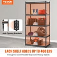 thumbnail image 2 of VEVOR Storage Shelving Unit, 5-Tier Adjustable, 2000 lbs Capacity, Heavy Duty Garage Shelves Metal Organizer Utility Rack, Black, 35.4" L x 18" W x 71.3" H for Kitchen Pantry Basement Bathroom Laundry, 2 of 9
