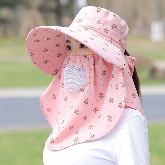 Women Summer Sun Hat Adjustable Anti Outdoor Riding Large Hat Sun Visor Protective Hat