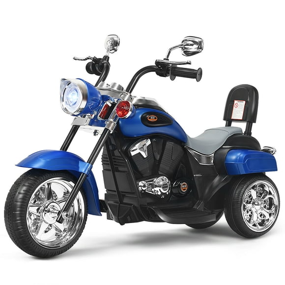 Gymax 6V Kids Ride On Chopper Motorcycle 3 Wheel Trike with Headlight Blue