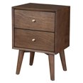 thumbnail image 2 of Alpine Furniture Flynn Table de Nuit Moderne Mi-Siècle à 2 Tiroirs, Noyer, 2 of 3