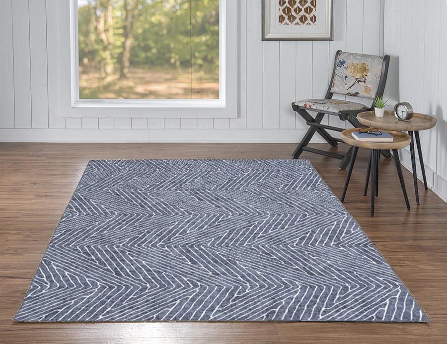 Fuller 5' x 7' Washable Area Rug, Grey and Ivory