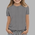 thumbnail image 2 of Plebaso Chemises à Illets pour Filles, Manches Courtes, Col Rond, Blouse Ajourée, Hauts d'Été Décontractés pour Enfants 3-12 Ans, 2 of 4