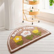 Wuztai Semicircular Bathroom Mat, Extra Soft Absorbent Quick Dry Bath Rugs, Non Slip Machine Washable Floor Mats for Bathroom Tub Shower Toilet Door