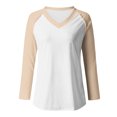thumbnail image 4 of EQWLJWE Fall Raglan Sleeve Tunic Tops Womens Plus Size Color Block V Neck Raglan Long Sleeve Shirts Casual Fall Sweatshirts Holiday Raglan Sleeve Tops, 4 of 4