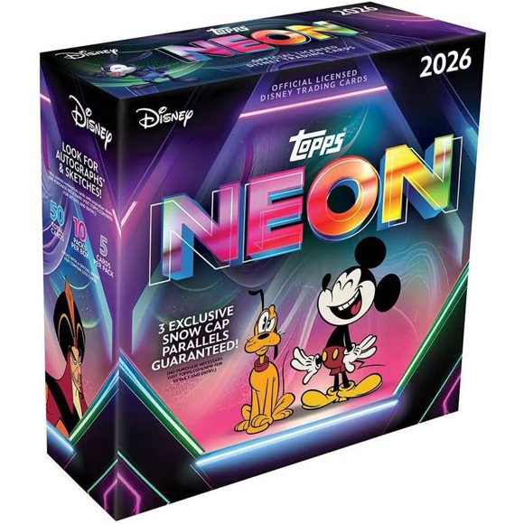 2026 Topps Disney Neon Mega Box (10 Packs, 50 Cards Total)