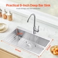 thumbnail image 2 of VEVOR 33" Kitchen Sink Top Mount Single Bowl Drop-In Basin Stainless Steel Bar, 2 of 9