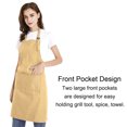 thumbnail image 3 of (Price/each)Opromo Unisex Cotton Canvas Adjustable Chef Kitchen Aprons with 2 Pockets-Khaki-L, 3 of 5