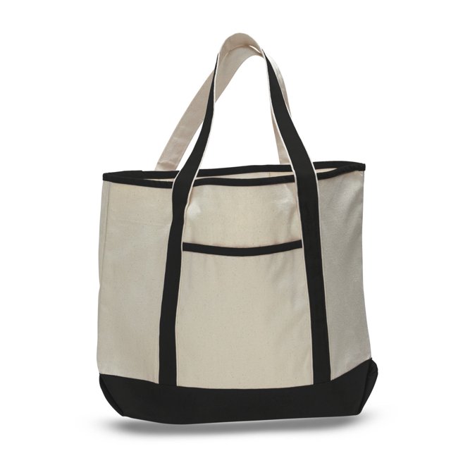 Deluxe Heavy Cotton Canvas Large Tote Bag (Black) (Single)