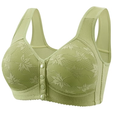 Yuyuzo Plus Size Bras for Older Women Wireless Front Closure Snap Full Coverage Comfy Everyday Bras