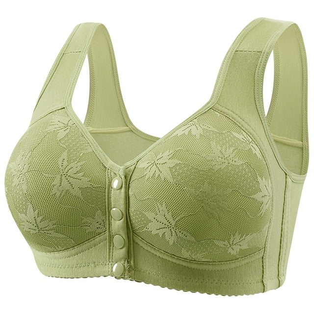 Lenpel Front Closure Bras for Women Wireless Lace Full Coverage Plus Size Pus up Bras Supportive Everyday Bralettes(Green,4X-Large)