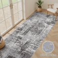 thumbnail image 3 of Runner Rug Kitchen Washable Rugs: 3x10 Non-Slip Abstract Soft Modern Stain Resistant Indoor Floor Neutral Accent Throw Carpet for Hallway Bathroom Dining Room Entryway Bedroom- Black Grey, 3 of 8