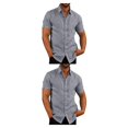 thumbnail image 4 of pitrice Chemise Homme à Simple Boutonnage Été Boutonnée Col Rabattu Chemises Polyester Mode Vêtements Cadeau d'Anniversaire Gris TTTG 2Set, 4 of 6