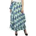 thumbnail image 1 of Phagun Jupe Portefeuille à Volants en Coton à Carreaux Multicolores Imprimés pour Femme avec Ceinture, 1 of 6