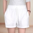 thumbnail image 4 of Girls Summer Linen Shorts Kids Casual Drawstring Elastic Waist Beach Short Pants With Pockets, 4 of 6