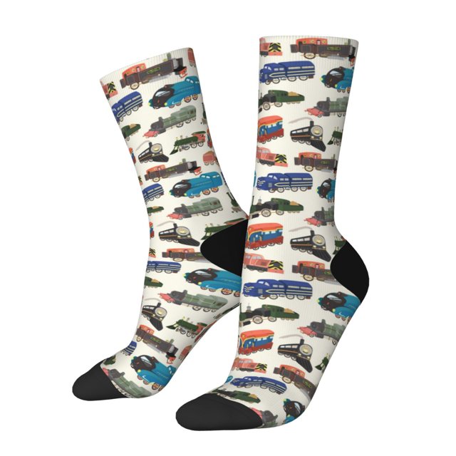 Lsque Train Printed Men's Crew Socks, Soft Durable Breathable Moisture-Wicking with Odor Control Cotton socks