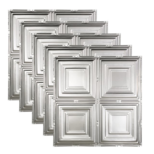 Great Lakes Tin Syracuse Clear 2ft x 2ft Nail Up Ceiling Tiles (5 Pack)