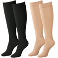 thumbnail image 1 of MesaSe 2 Paires Bas de Compression Graduée Hauteur Genou 20-30 mmhg Bas de Compression à Bout Fermé pour Femmes et Hommes (Beige+noir), 1 of 7